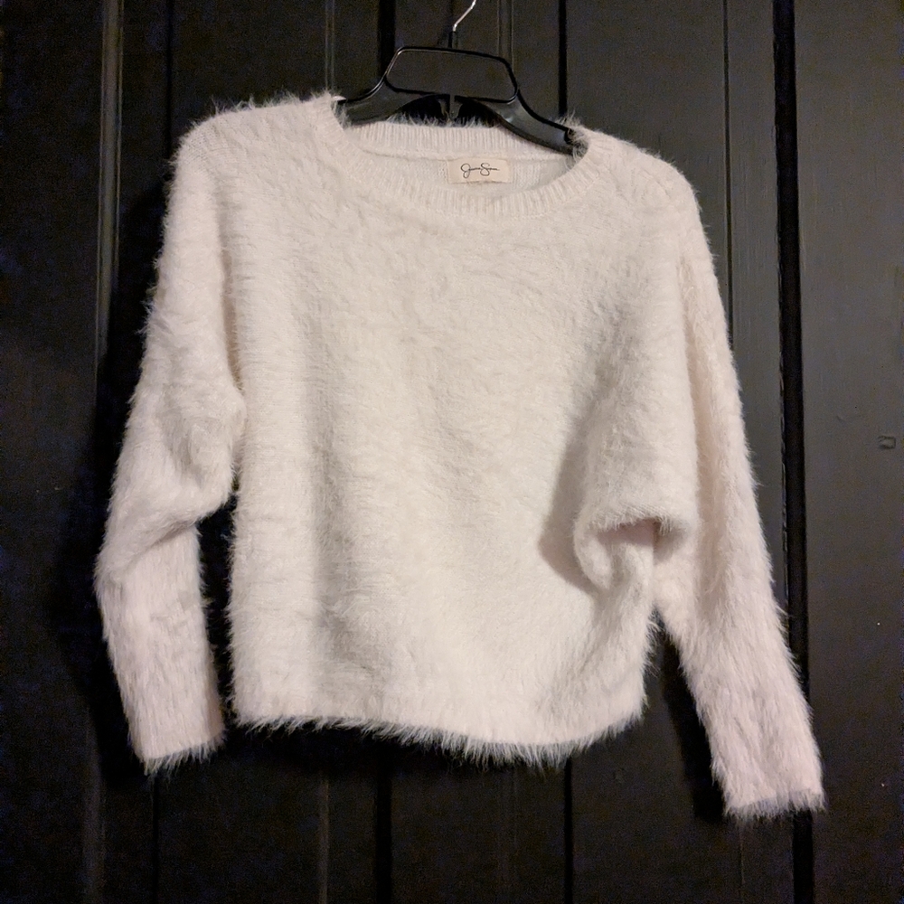 Jessica Simpson cozy White Fuzzy Sweater